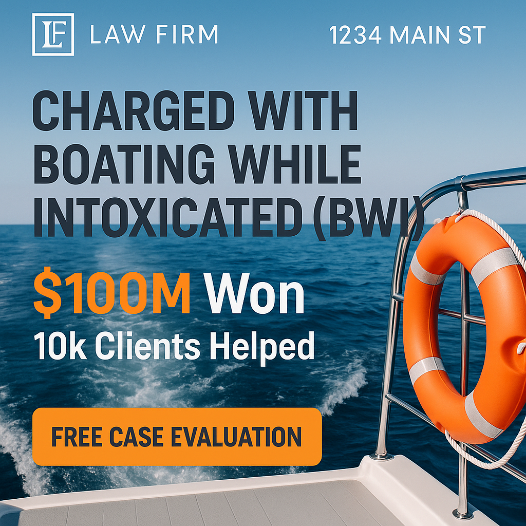 Situational Facebook ad image for boating DUI and niche law attorneys