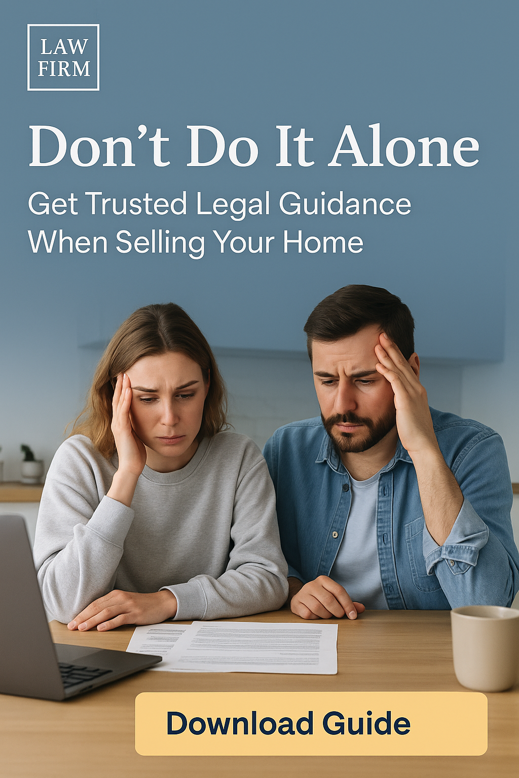 Emotional and guiding Facebook ad image for real estate attorneys