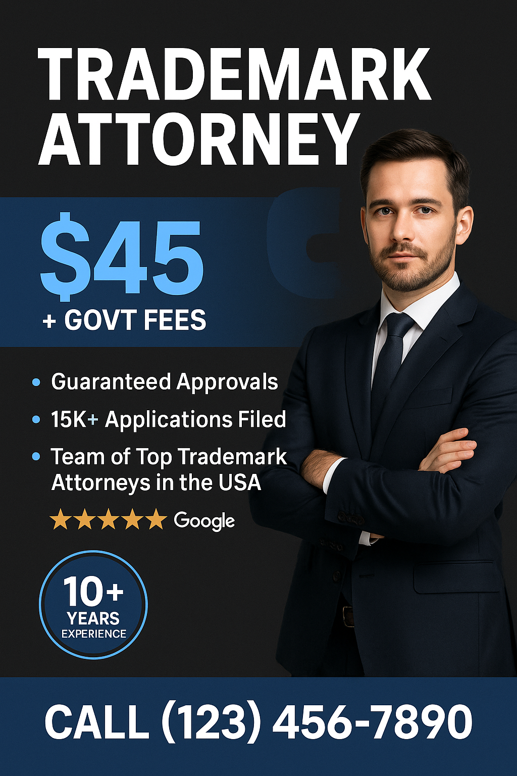 Professional corporate Facebook ad image for trademark and IP law attorneys