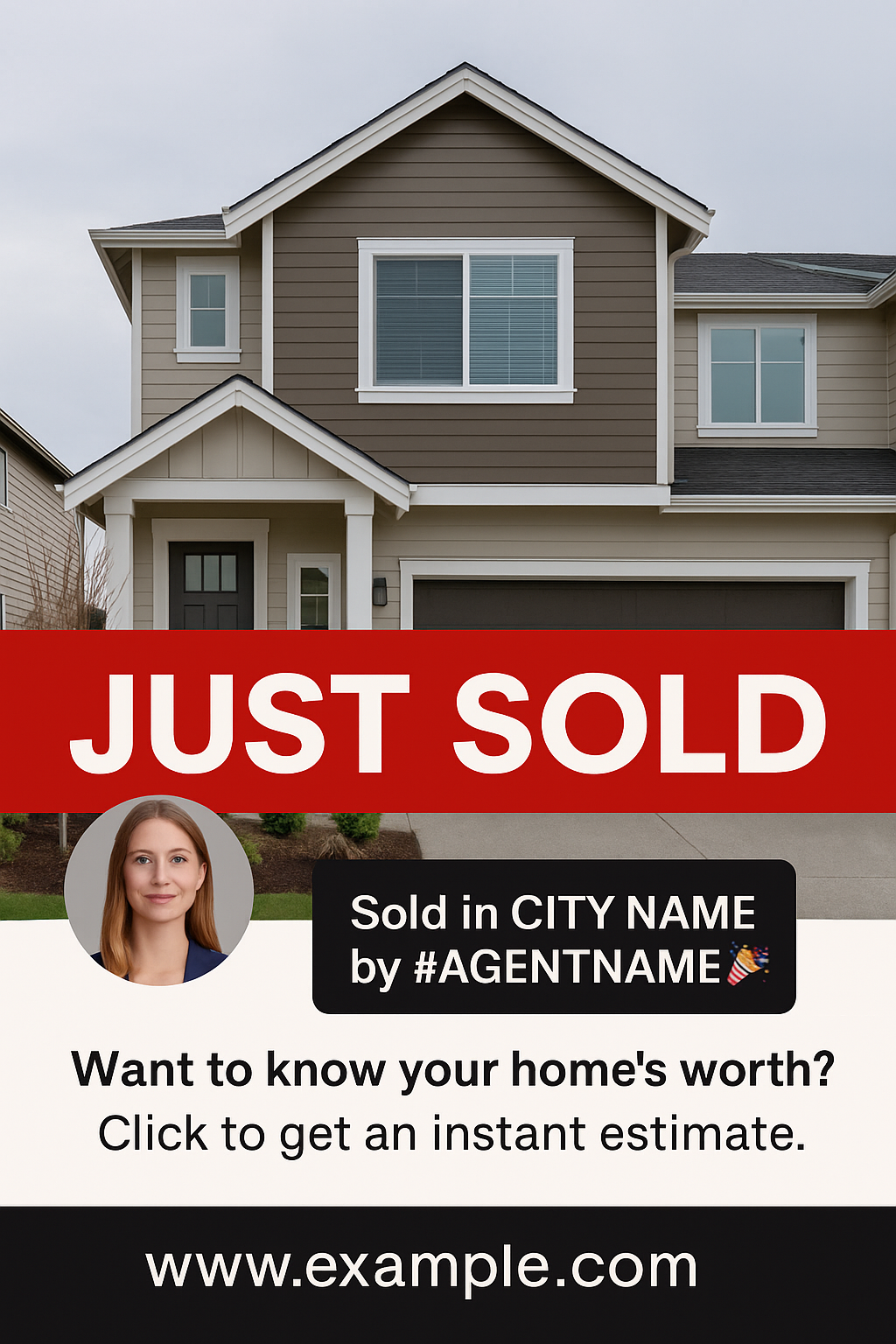 Just Sold lead generation Facebook ad image with property celebration