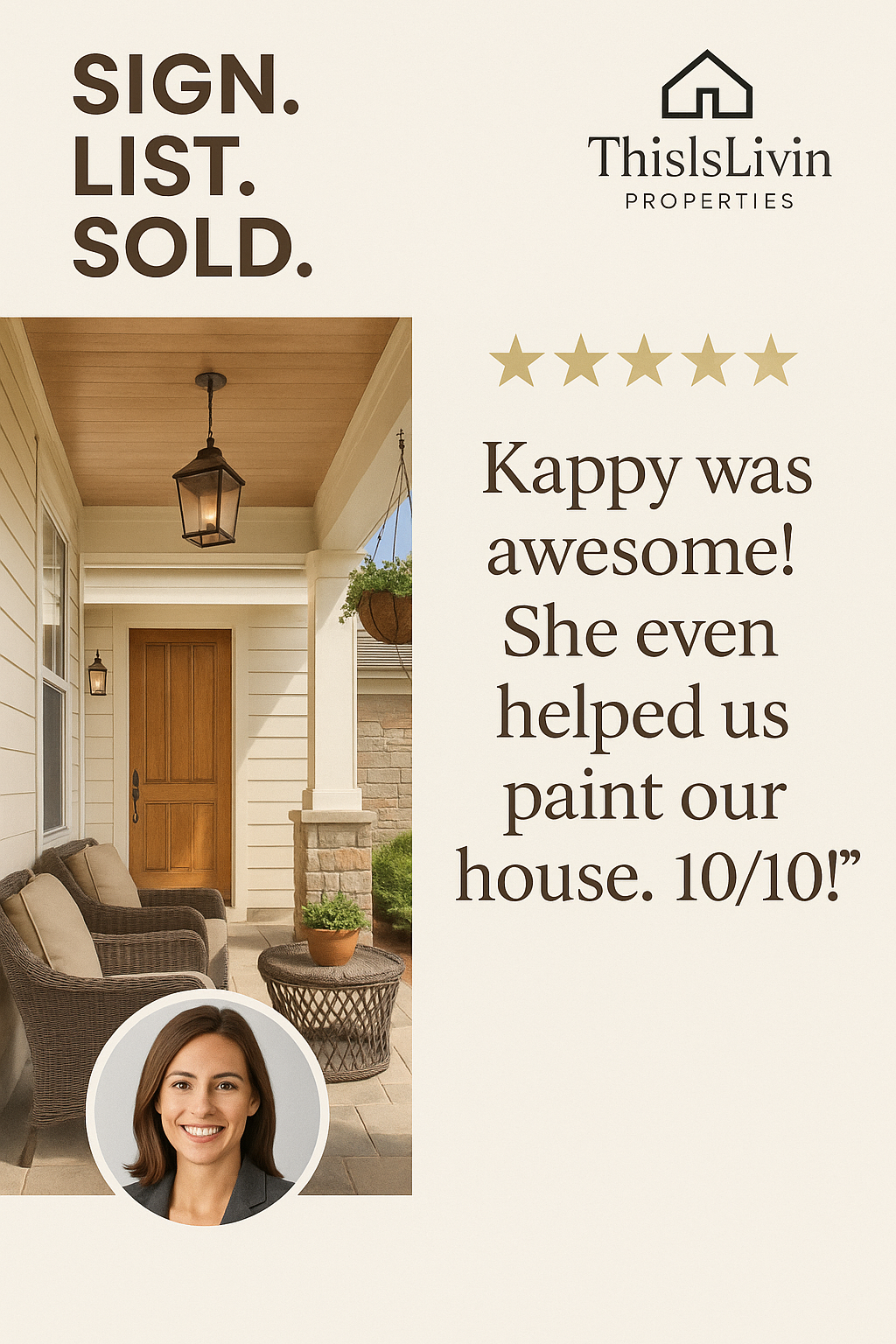 Client testimonial Facebook ad image for real estate agent branding